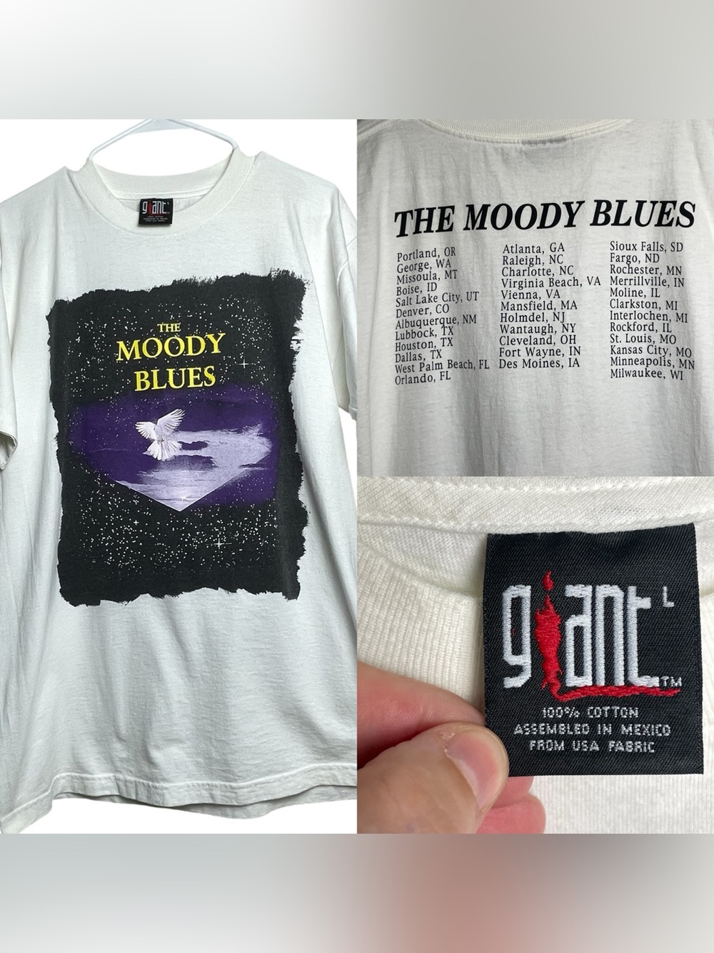 Vtg The Moody Blues Mens Music Concert T Shirt '97 Summer Tour White Giant Tag L
